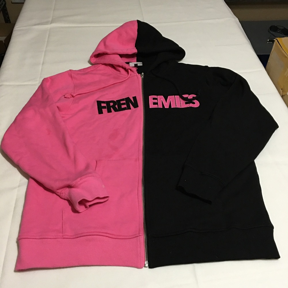 Teddy Fresh Frenemies Hoodie Large Pink Black Colorblock Zip Up Limited Edition